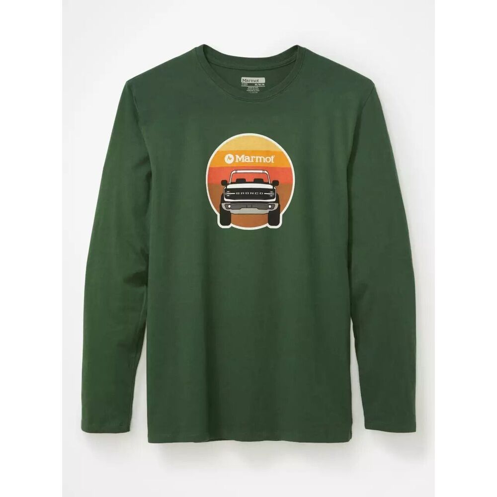 Marmot x Ford Bronco Long Sleeve T-Shirt Adult Small S Green Truck Sunset NWT